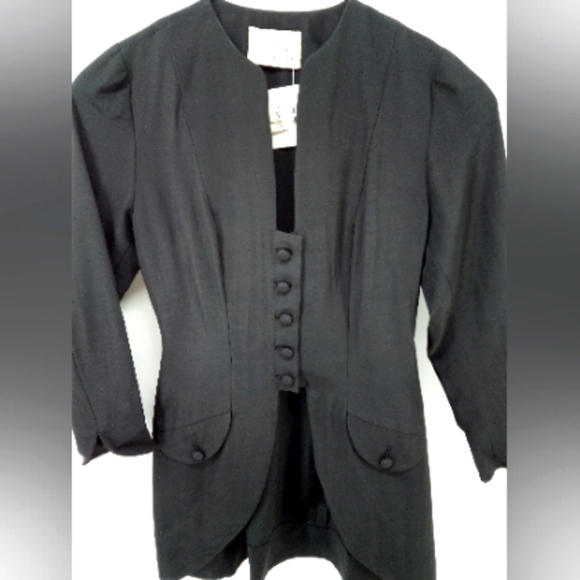 Vintage An Original by the House of Pilcher Black Blazer Dress Evening Jacket 8 - Picture 1 of 7